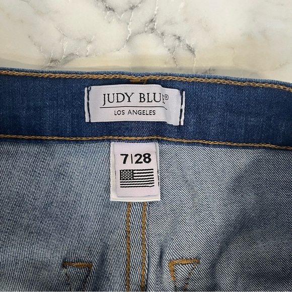 Judy Blue Flare Jeans High Rise Raw Hem Medium Wash Size 28 - Picture 9 of 12